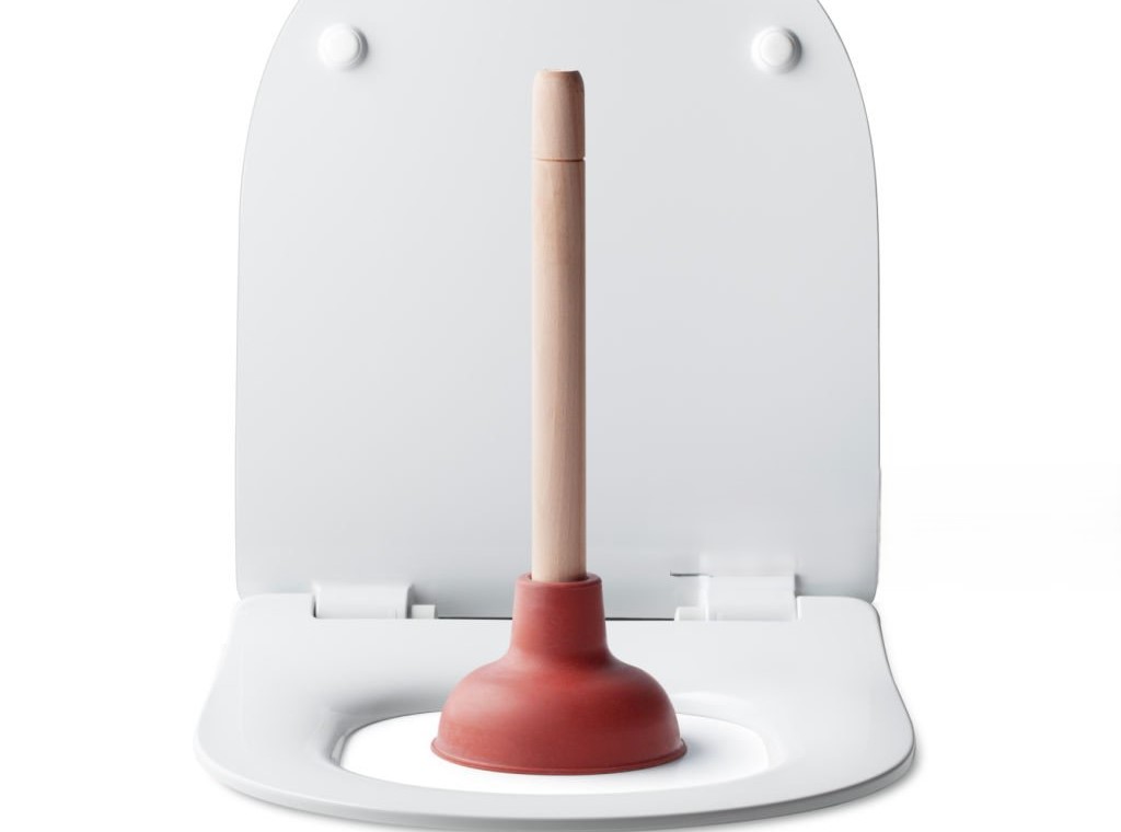 plunger on toilet bowl
